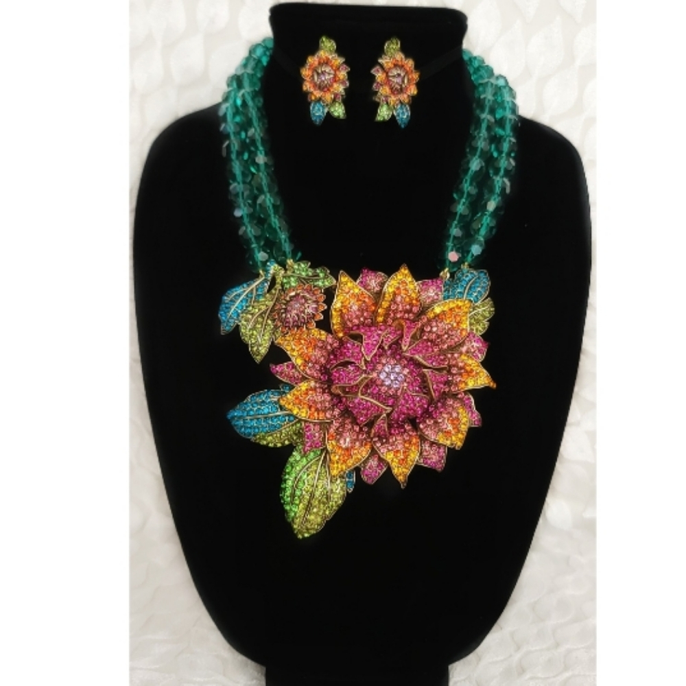 Heidi Daus "Late Bloomer" necklace and earrings